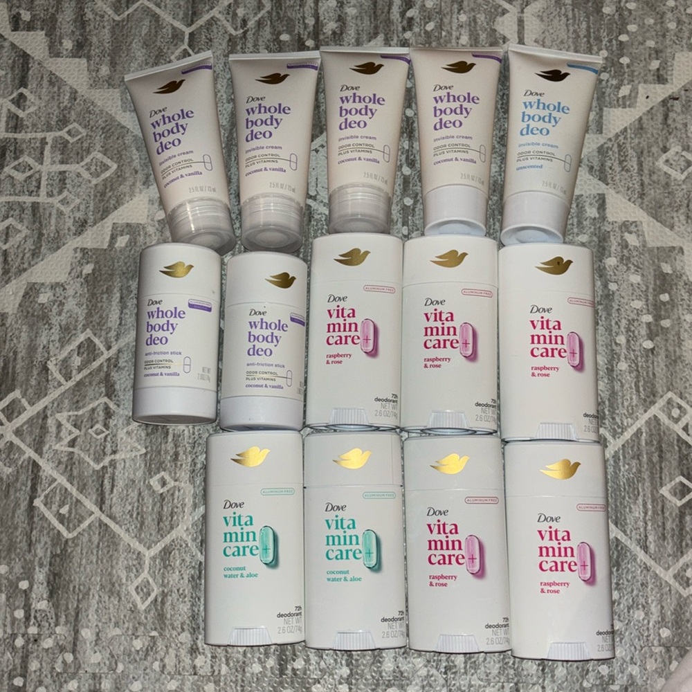 DOVE whole body  and vitamin care deodorant stick and cream lot